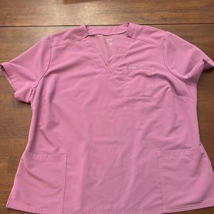 Jaanuu 2XL relaxed 3 pocket scrub top in light purple—limited color